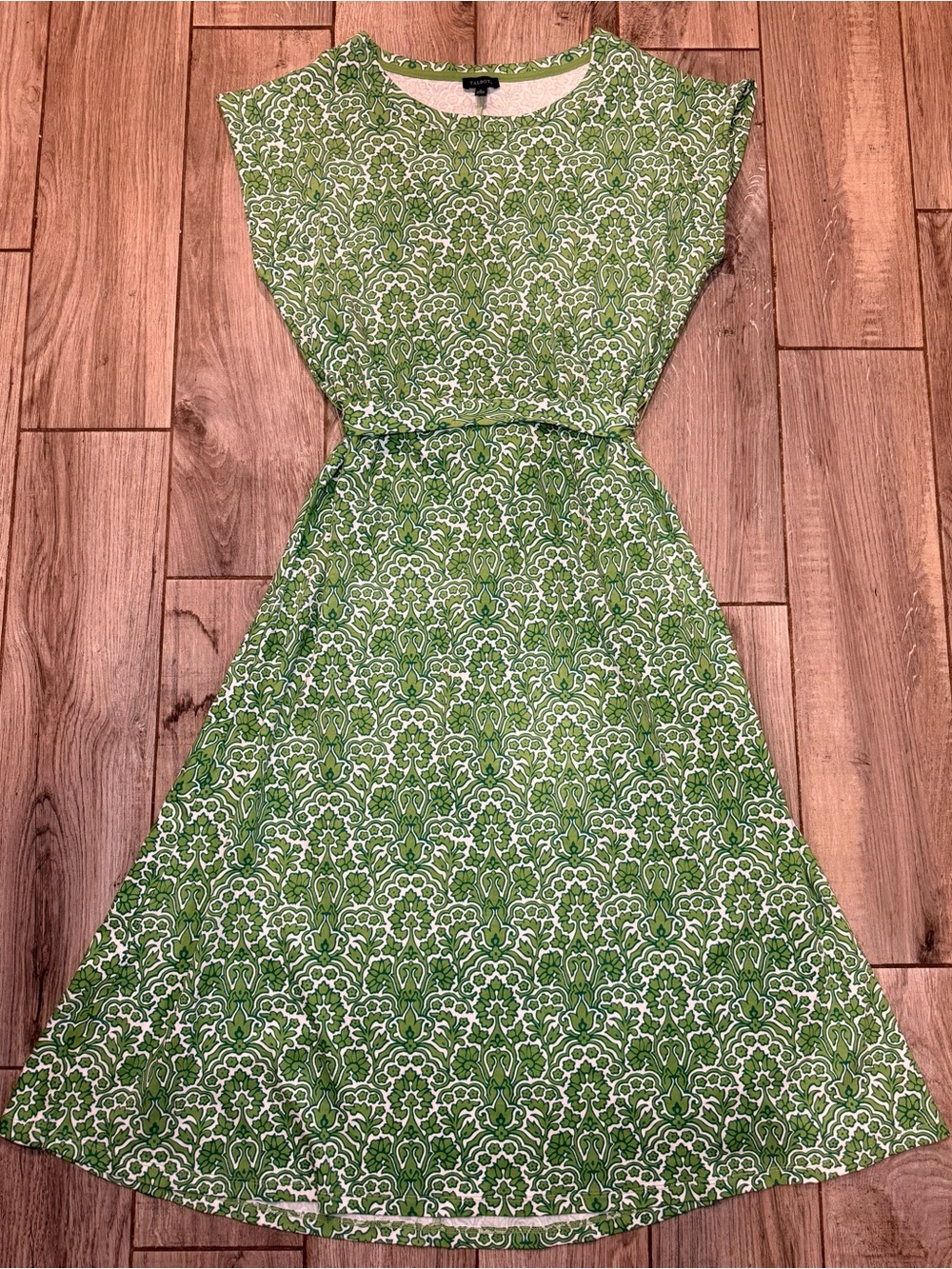Talbots Green Patterned Midi Dress